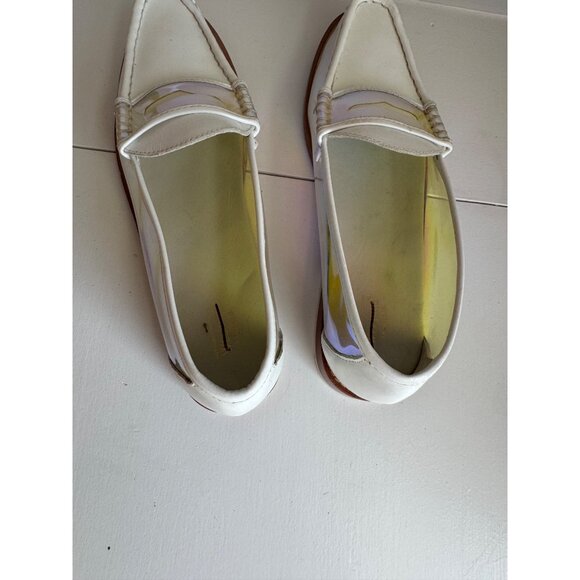 New G.H. Bass Whitney Weejuns Loafers White Leather Iridescent Women's Size 10 - Picture 6 of 7